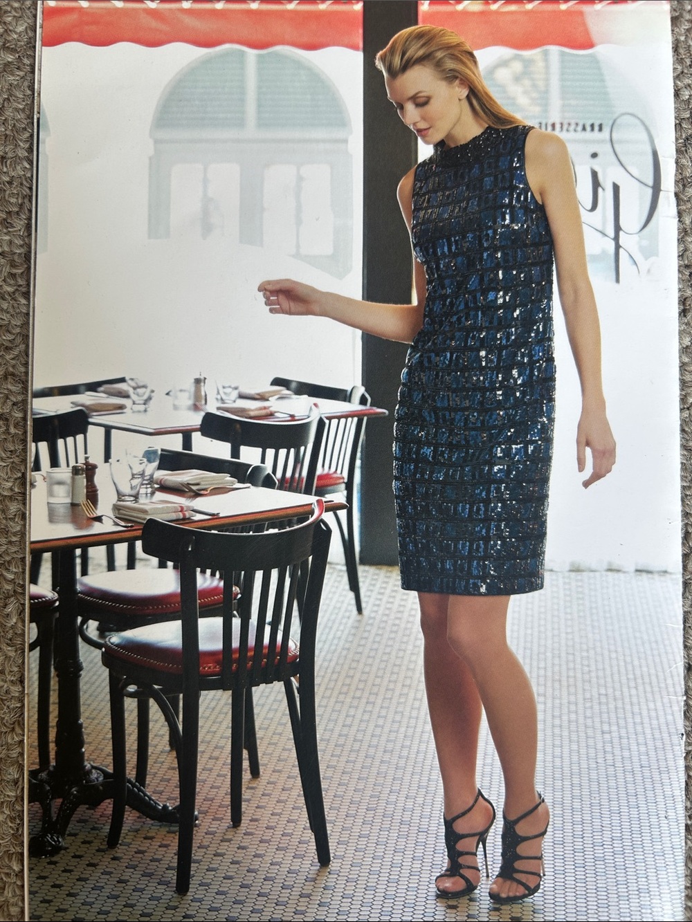 NWT Carlisle Per Se Sparkle Sleeveless Blue and Black Sequin Shift Dress